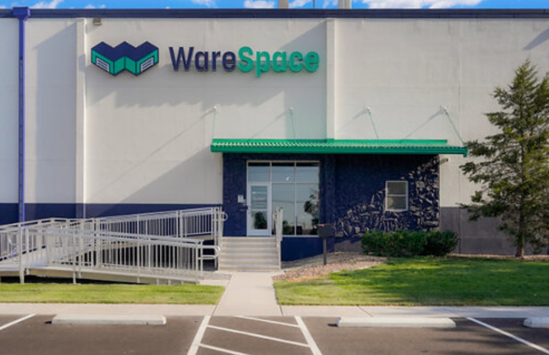 Interior or exterior of WareSpace's Park Hill warehouse in Denver with small private warehouse units and shared loading infrastructure.