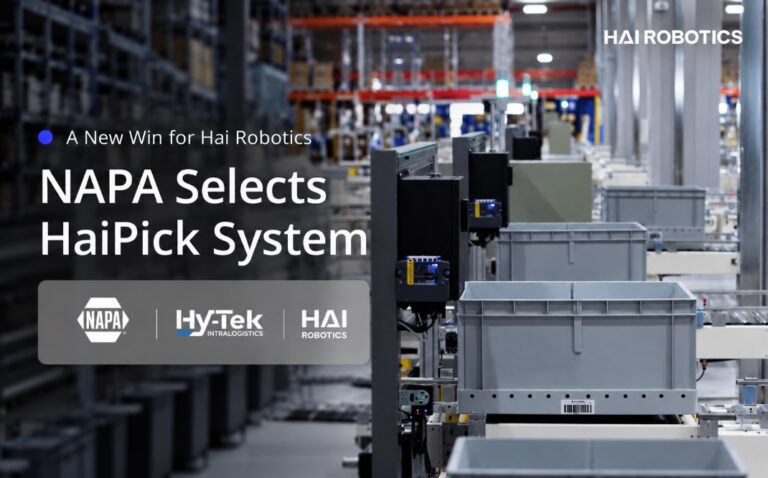 Hai Robotics automated storage and retrieval robots operating among warehouse storage racks